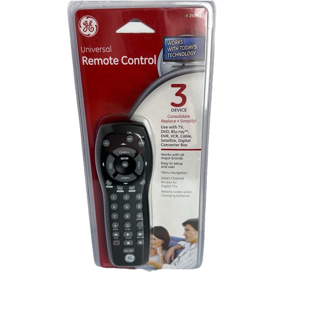 GE Universal Remote Control 24991 TV DVD Cable Satellite Digital 3 Devices In 1